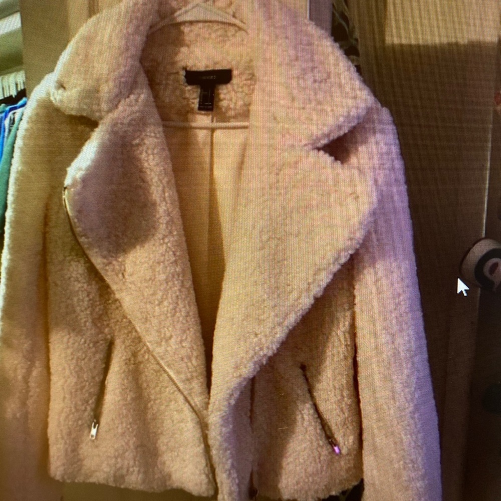 Forever 21 Ivory Teddy moto jacket